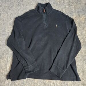 Polo Ralph Lauren Estate Rib Sweater Men XL Black Quarter Zip Long Sleeve Preppy